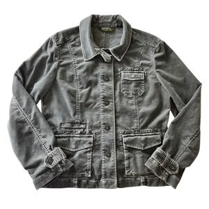 Eddie Bauer Corduroy Button Up Jacket Gray Women's Size Large